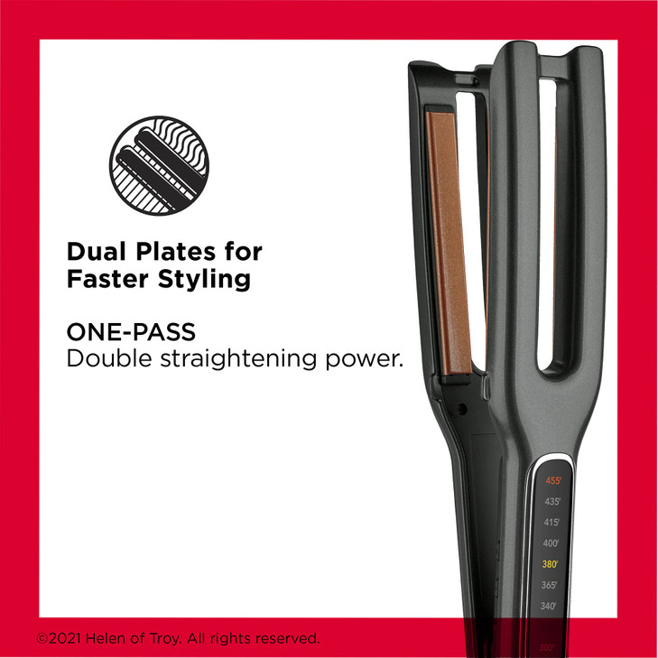Revlon Double Straight Copper Ceramic Dual Plate Hair Straightener Faster Styling and Reduced Damage