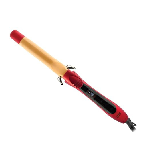 CHI Air Texture Fire Red Ceramic Curl Iron Hair Curler For Smooth Shiny Curls Adjustable Temperature Automatic ShutOff 1