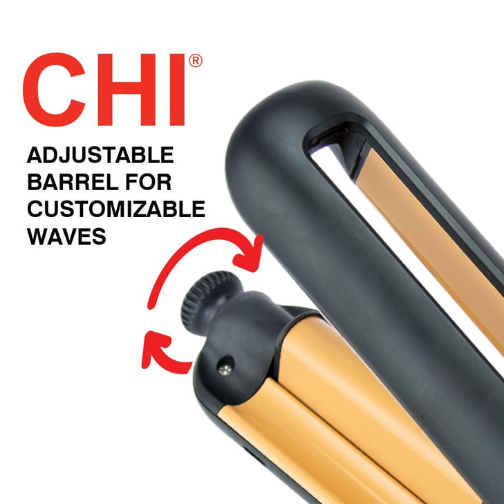 CHI MultiWave Styler Hair Waver With Adjustable Barrel For Customizable Waves Reduces Frizz Increases Shine Black