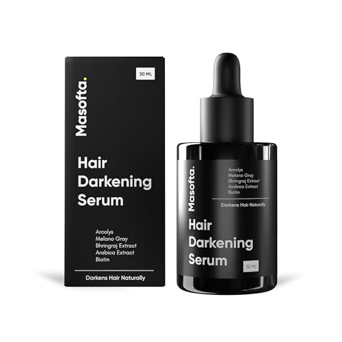 Masofta Anti Gray Hair Darkening Serum Reverses Limits Hair Beard Graying with Arcolys Melano Gray for Promoting Darker