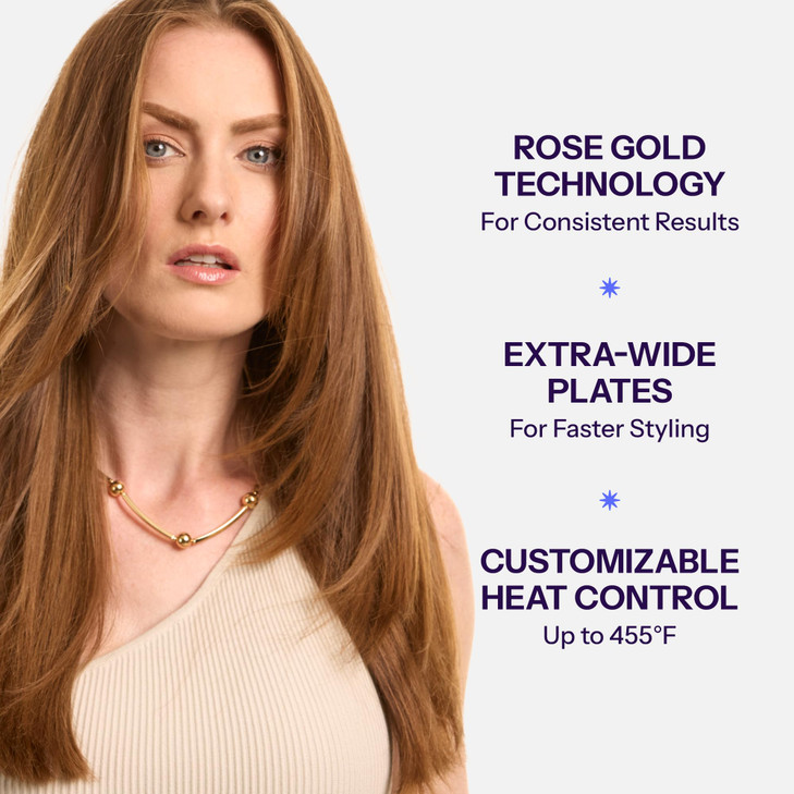 HOT TOOLS Professional Rose Gold Digital Extra Long Flat Iron 112 inch