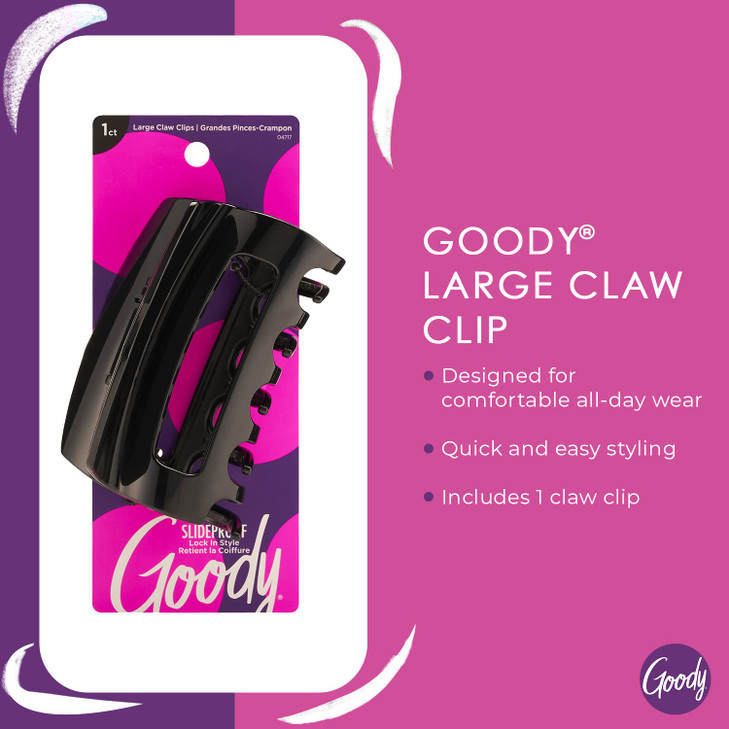 Goody Slide Proof Basic Claw Clip Large Goody Large Slideproof Claw Clip 1 Count Perfect for All Hair Types Easily Pull
