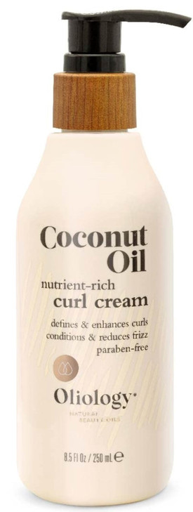 Oliology Coconut Oil Curl Cream Defines Enhances Curls Waves Botanically Infused Conditions Reduces Frizz Made in USA Cr