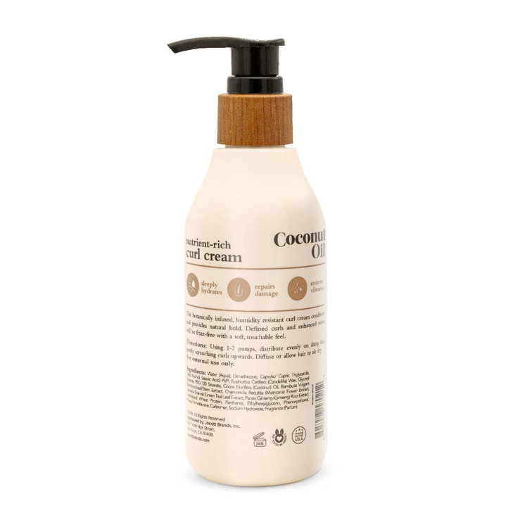 Oliology Coconut Oil Curl Cream Defines Enhances Curls Waves Botanically Infused Conditions Reduces Frizz Made in USA Cr