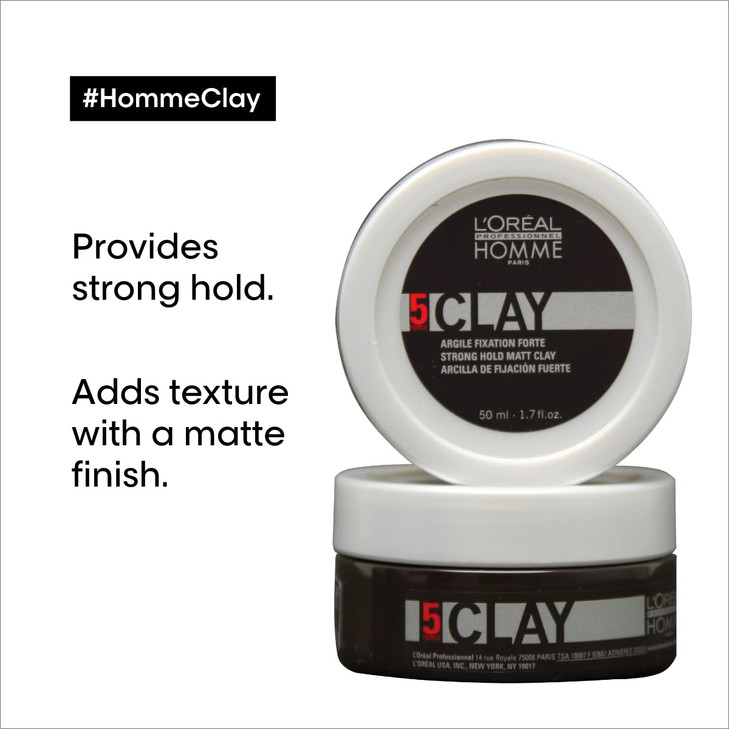 LOral Professionnel Paris Styling Clay For Men Strong Hold Adds Texture with Matte Finish For All Hair Types