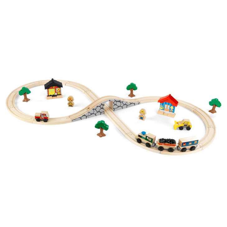 KidKraft Figure 8 Wooden Train Set with 38 Accessories Gift for Ages 3