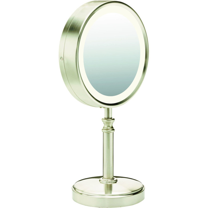 Conair Reflections DoubleSided LED Lighted Tabletop Mount Vanity Makeup Mirror 1x10x magnification Satin Nickel