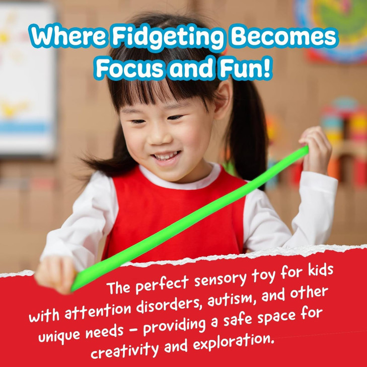 IMPRESA Monkey Noodles Fidget Toys for Focus Calm Multicolor 12 x 3 x 075 in 5 Pack Sensory Stretchy String Fidgets for