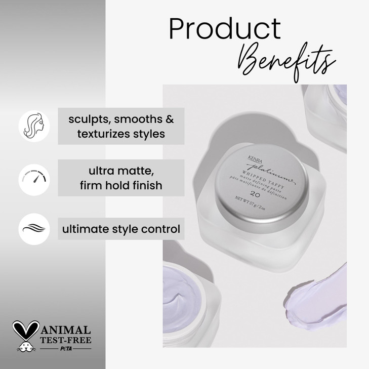 Kenra Professional Platinum Whipped Taffy 20 Matte Defining Paste Delivers An UltraMatte Firm Hold Finish Sculpts Smooth