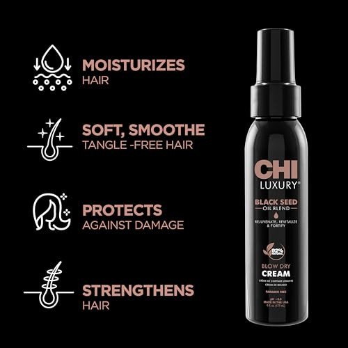 CHI Luxury Black Seed Oil Blow Dry Cream Moisturizing Styling Cream For Sleek Smooth Hair LightHold Sulfate Paraben Glut