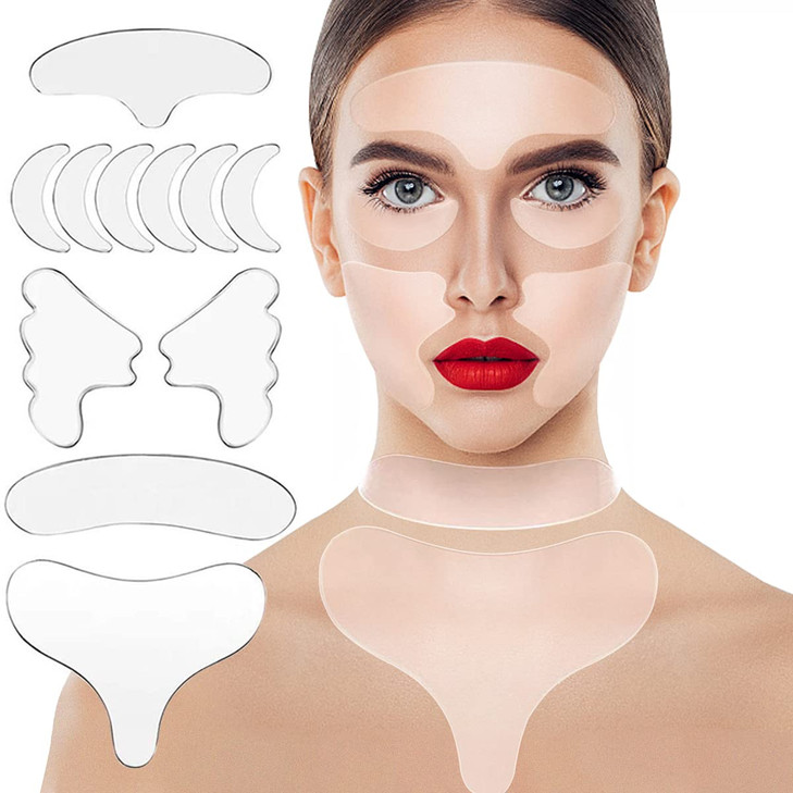 11Pcs Facial Wrinkle Smoothing Patches, Reusable Silicone Chest Pads for Wrinkles Treatment & Prevention, Anti Wrinkle Patches for Forehead Neck Ches online at globaldelivered
