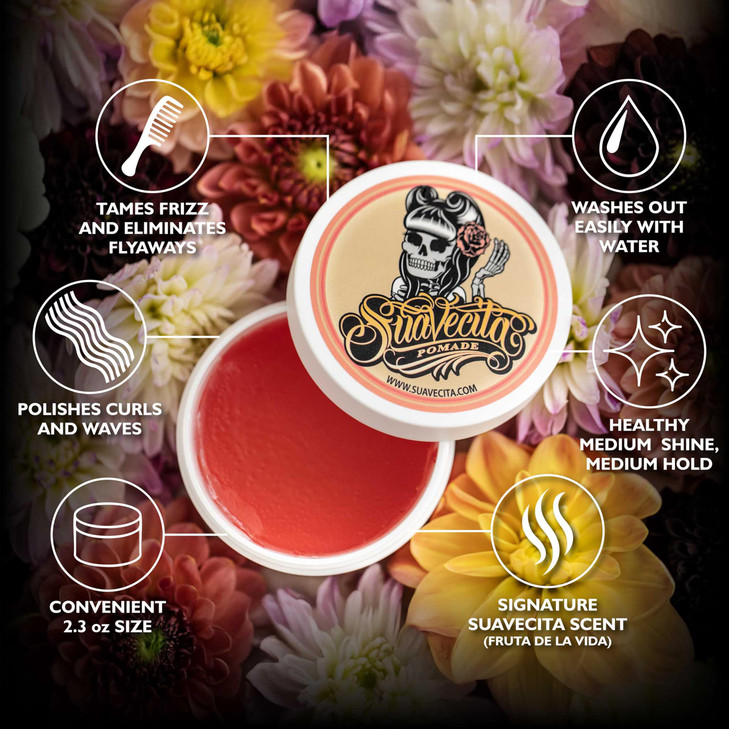 Suavecita Pomade for Women 23 oz Can Medium Hold High Shine Water Based Wax Like Flake Free All Day Hair Free Gel Hairst