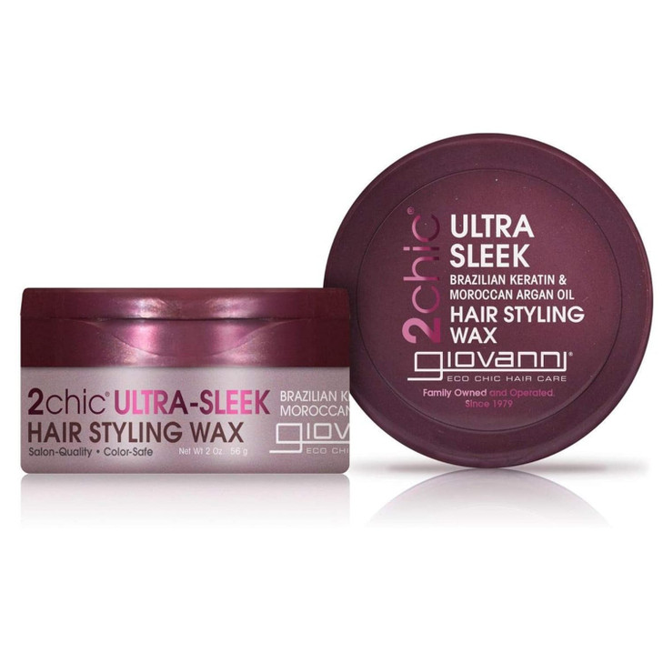 GIOVANNI 2chic Ultra Sleek Hair Styling Wax Brazilian PhytoKeratin Moroccan Argan Oil Strong Hold Keeps Hair In Place No
