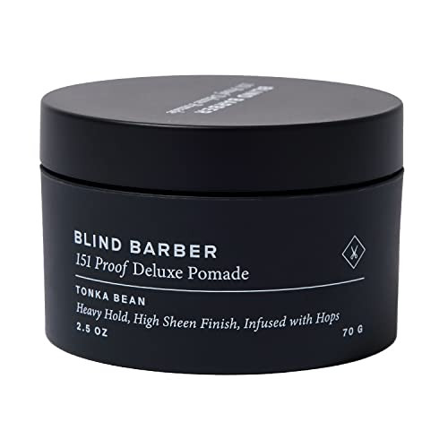 Blind Barber 151 Proof Deluxe Hair Pomade for Men Water Based Pomade with Hops Tonka Bean Heavy Hold High Shine Finish F