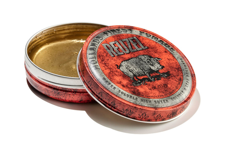 REUZEL Red Pomade Medium All Day Hold Water Soluble Styling High Shine and Flake Free Easy To Wash Out For All Hair Type