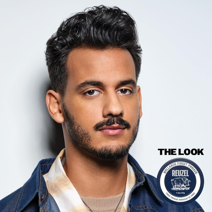 REUZEL Fiber Pomade Firm and Pliable All Day Hold Water Soluble Styling Low Shine and Flake Free Easy To Wash Out For Al