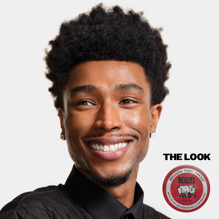 REUZEL Red Pomade Medium All Day Hold Water Soluble Styling High Shine and Flake Free Easy To Wash Out For All Hair Type