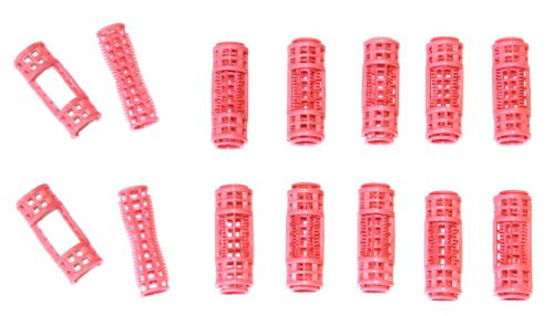 12pc Small Mini Tiny Snap On ClipOn Hair Rollers PINK