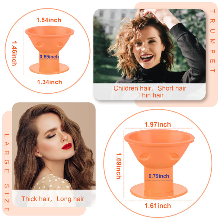 JANYUN 40 Pcs Orange Magic Silicone Hair Rollers Include 20pcs Large Silicone Curlers 20pcs Heatless Small Hair Curlers