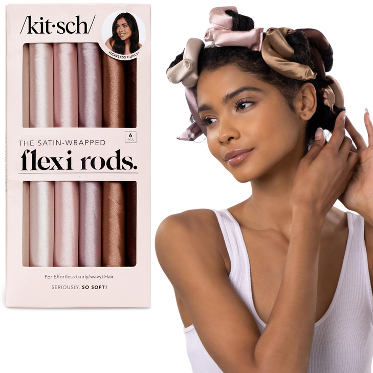 Kitsch Satin Heatless Hair Curlers No Heat Hair Curlers to Sleep In for Overnight Curls Soft Heatless Curling Rods for W