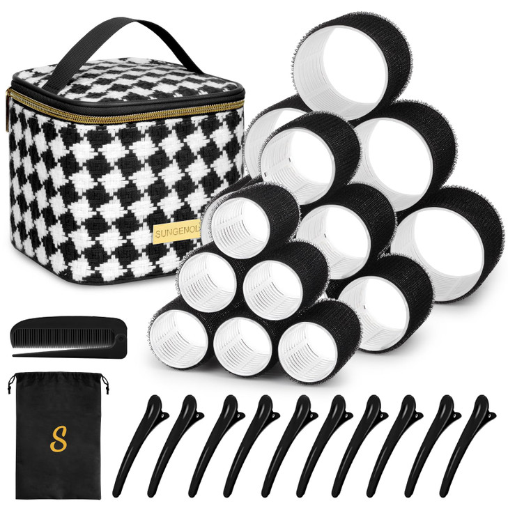 Hair Roller Set 18 pcsHair rollers with hair clips and combSalon hairdressing curlersDIY Hair Styles Sungenol 3 Sizes Ha