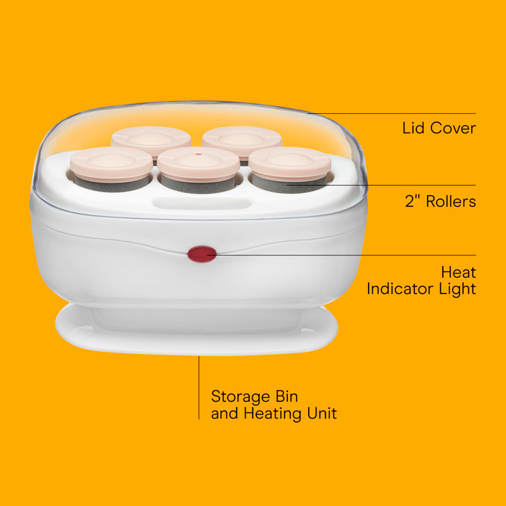 Conair Double Ceramic Hot Rollers for Long Medium Short Hair 5 Ceramic Flocked 1Inch Heated Hair Rollers with Clips Hot