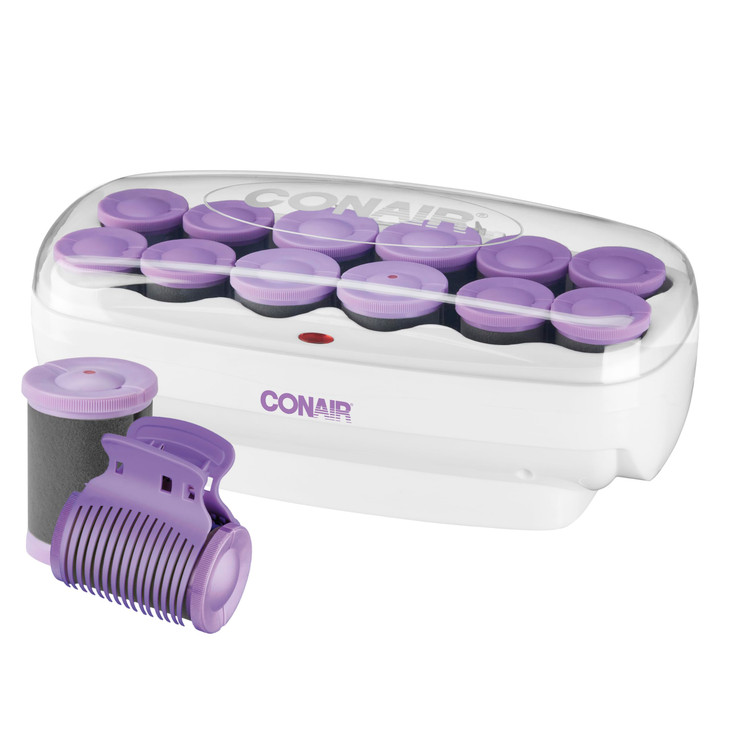 Conair Hot Rollers for Long Medium Short Hair 12 Ceramic Flocked 1Inch and 1Inch Heated Hair Rollers with Clips Hot Curl