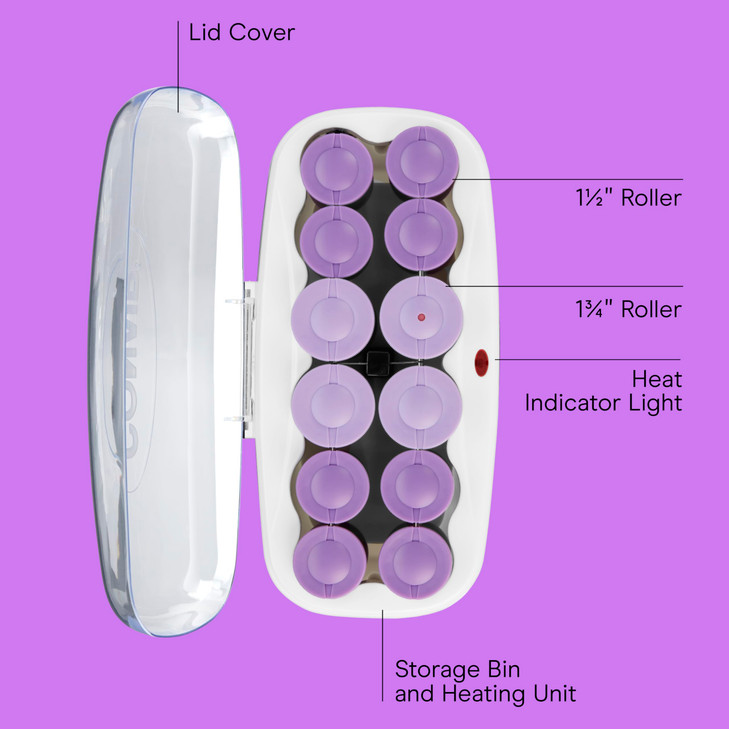 Conair Hot Rollers for Long Medium Short Hair 12 Ceramic Flocked 1Inch and 1Inch Heated Hair Rollers with Clips Hot Curl