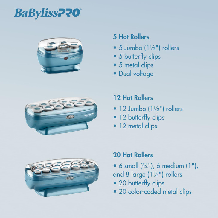 BaBylissPRO Jumbo Hot Rollers Nano Titanium Hair Styling Tools Appliances 5 Count Pack of 1 BABNTTS7