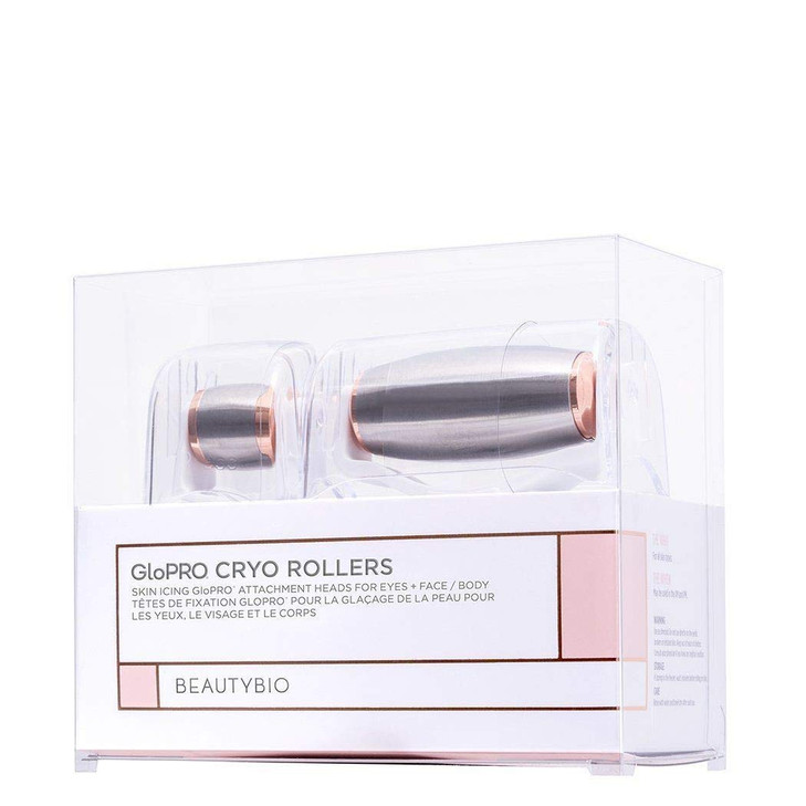 BeautyBio GloPRO Cryo Roller Duo Skin Icing Attachment Head For Eyes Face and Body Sculpts depuffs tightens pores and re