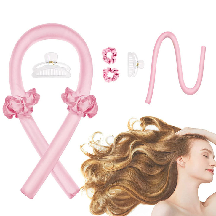 CORATED Heatless Curling Rod Headband No Heat Silk Ribbon Rollers for Overnight Sleeping Curls Styling Kit with Hair Cli
