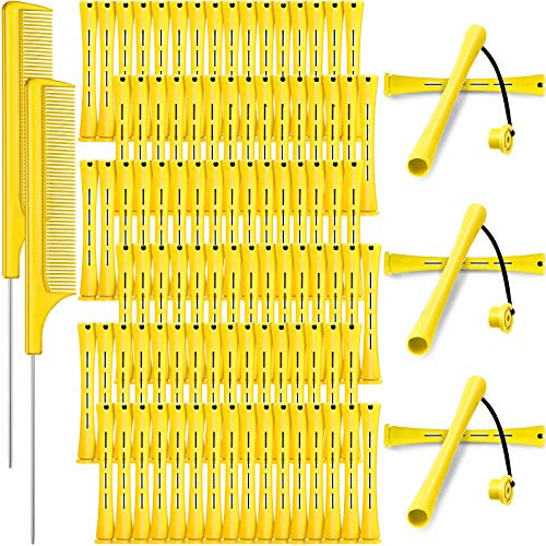 WILLBOND 96 Pcs Hair Perm Rods Plastic Cold Wave Perming Rod for Short Long Hair Curlers Heatless Roller with 2 Steel Pi