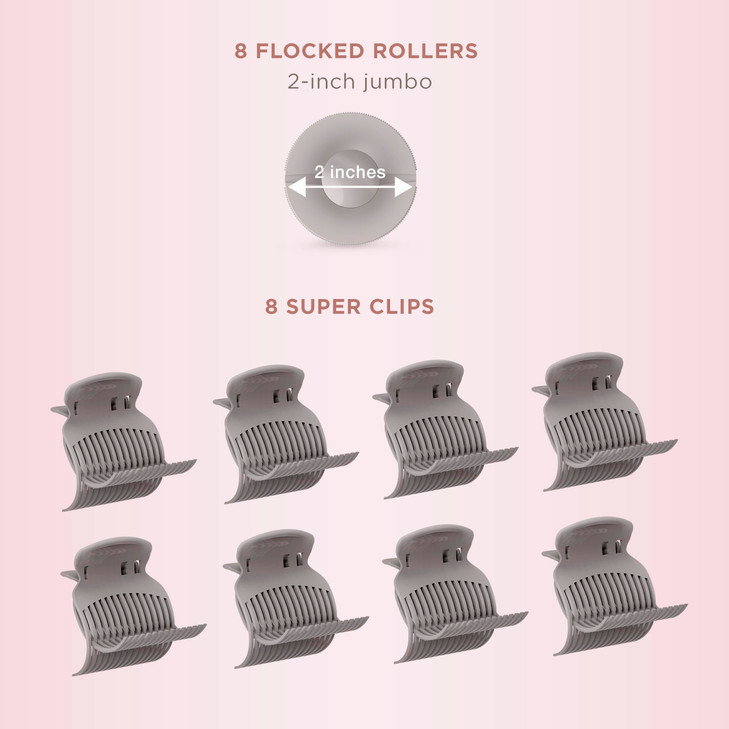 INFINITIPRO BY CONAIR Ceramic Flocked Hot Rollers for Long Medium and All Hair Hair Curler Hair Roller Clips Included 2