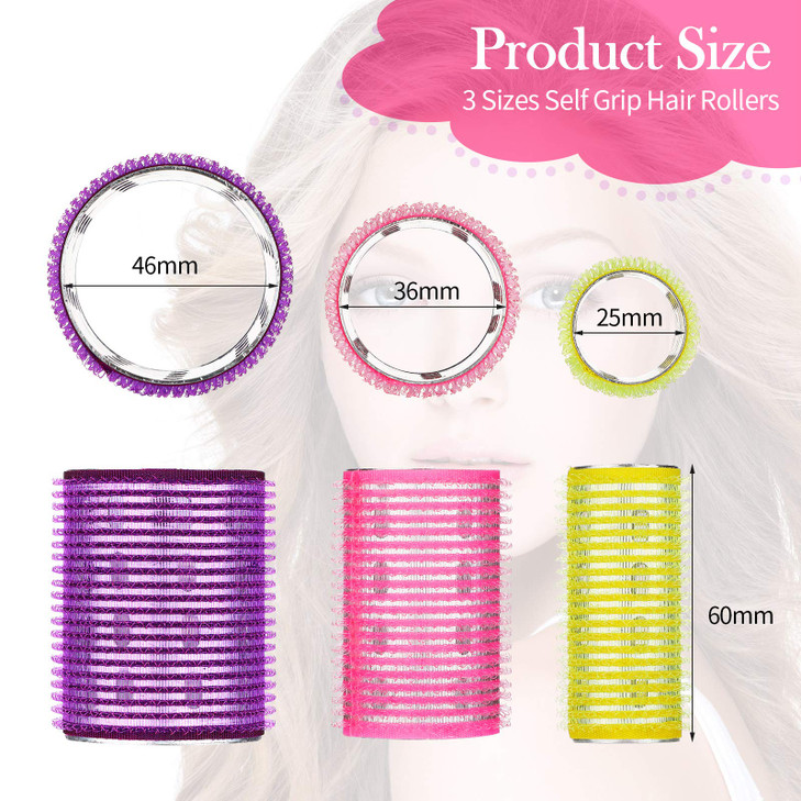 37 Pcs Aluminum Thermal Hair Rollers Set 3 Sizes Self Grip Hair Rollers 18 Pcs Duckbill Clips Comb Hairdressing Styling