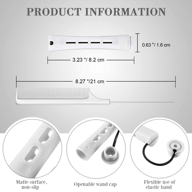 WILLBOND 36 Pieces Cold Wave Rod Hair Perm Rods Hair Rollers Perming Curlers with Steel Rat Tail Comb for Hairdressing S