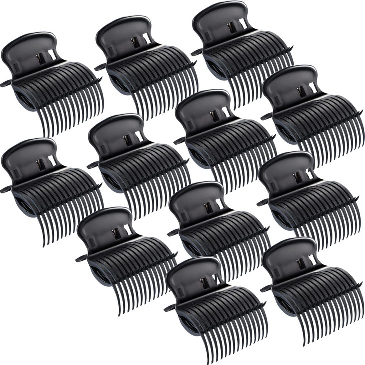Hot Roller Clips Hair Curler Claw Clips Replacement for Women Girls Hair Section Styling 12 Pieces Black