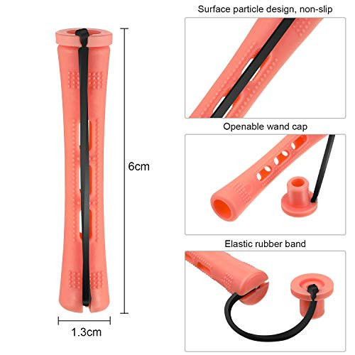 WILLBOND 60 Pcs Short Perm Rods Natural Hair Perm Rods with Elastic Rubber Band Non Slip Plastic Perming Cold Wave Kit f