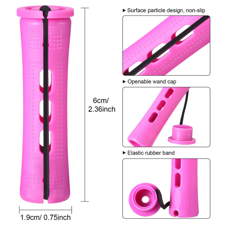 WILLBOND 60 Pcs Short Perm Rods Natural Hair Perm Rods with Elastic Rubber Band Non Slip Plastic Perming Cold Wave Kit f