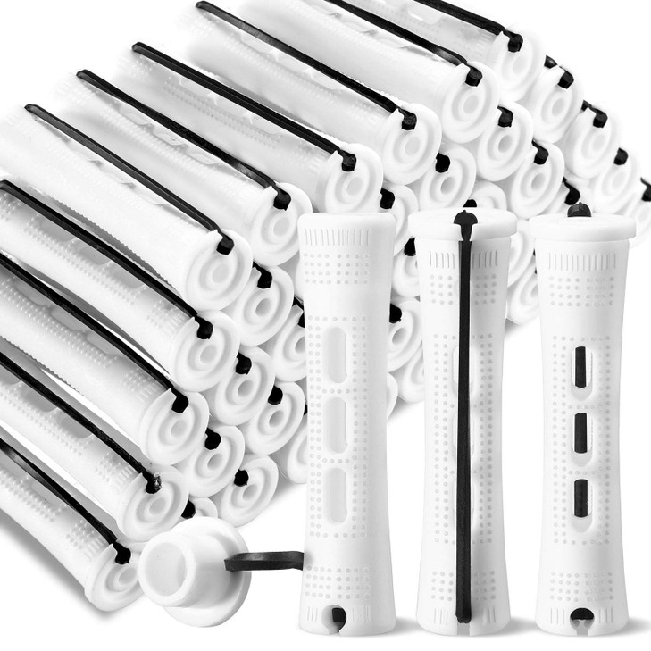WILLBOND 60 Pcs Short Perm Rods Natural Hair Perm Rods with Elastic Rubber Band Non Slip Plastic Perming Cold Wave Kit f