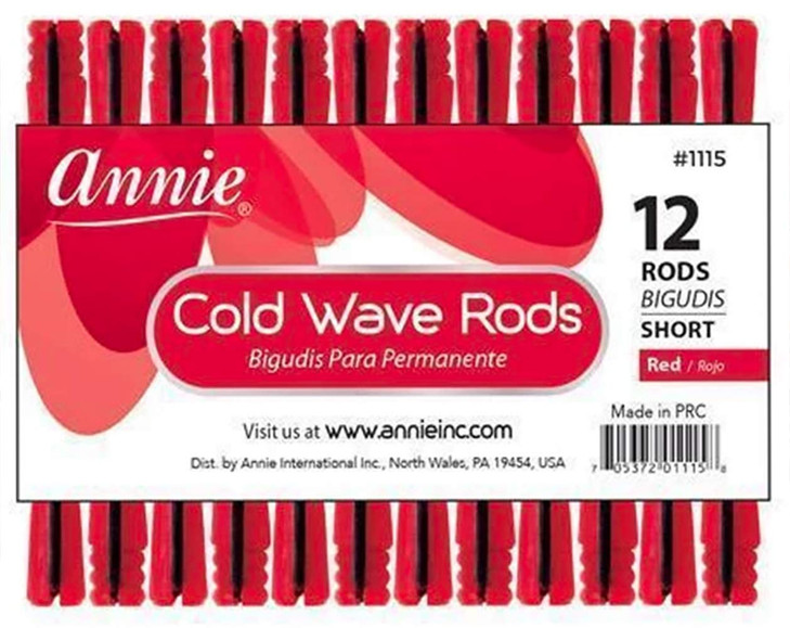 Annie 3 Packs of Cold Wave Rods Short 1115 12 Pieces per Pack Red Rubber Flexi Rods Hair Roller