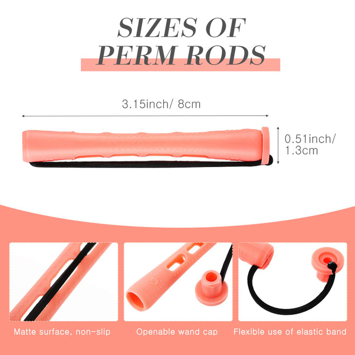 WILLBOND 48 Pieces Plastic Pink Perm Rods Long Variety Hair Perm Rods Hair Curling Roller Accessories for Women Hairdres