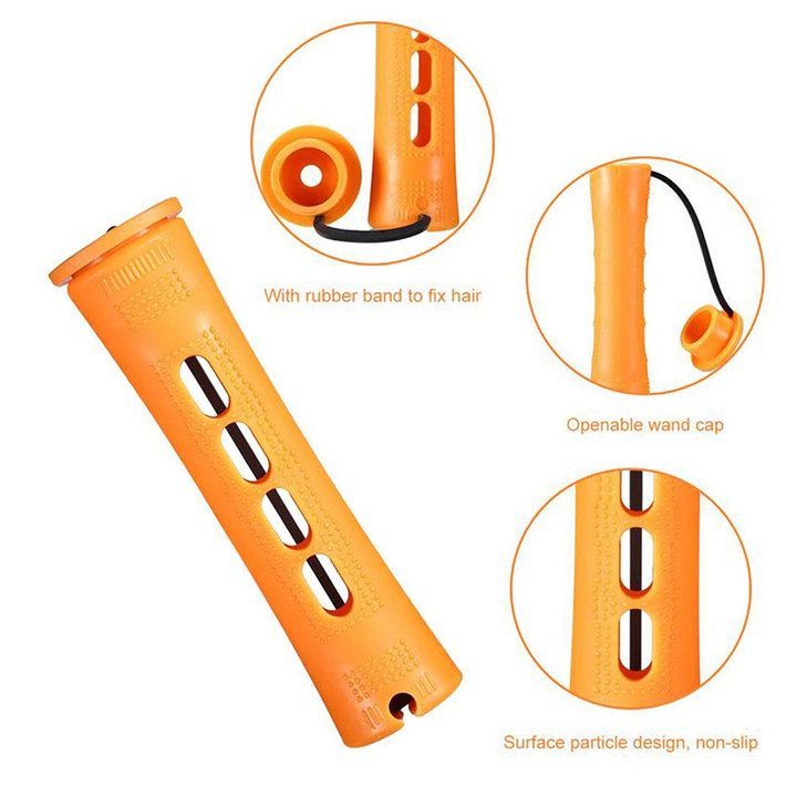 CLIONE 60pcs Perm Rods Set for Natural Hair Plastic Cold Wave Rod NonSlip Hair Rollers 087 Inch Orange Perm Rods for Lon