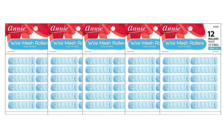 Annie Wire Mesh Rollers 1021 12 Count Blue XSmall 12 Inch 5 Pack