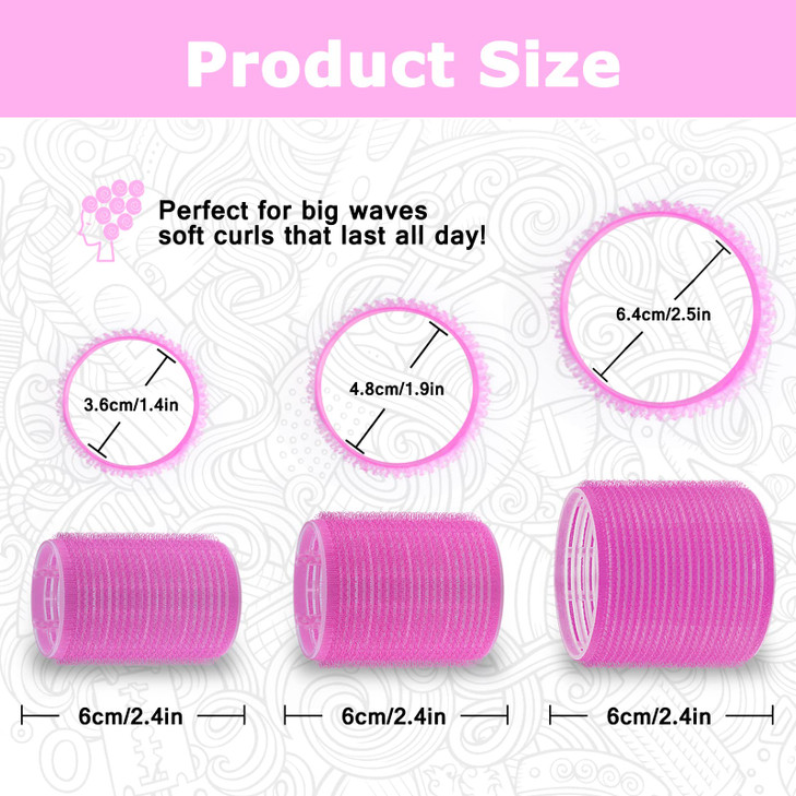 Self grip hair roller set18 pcsHair rollers with hair roller clips and combSalon hairdressing curlersDIY Hair Styles Sun