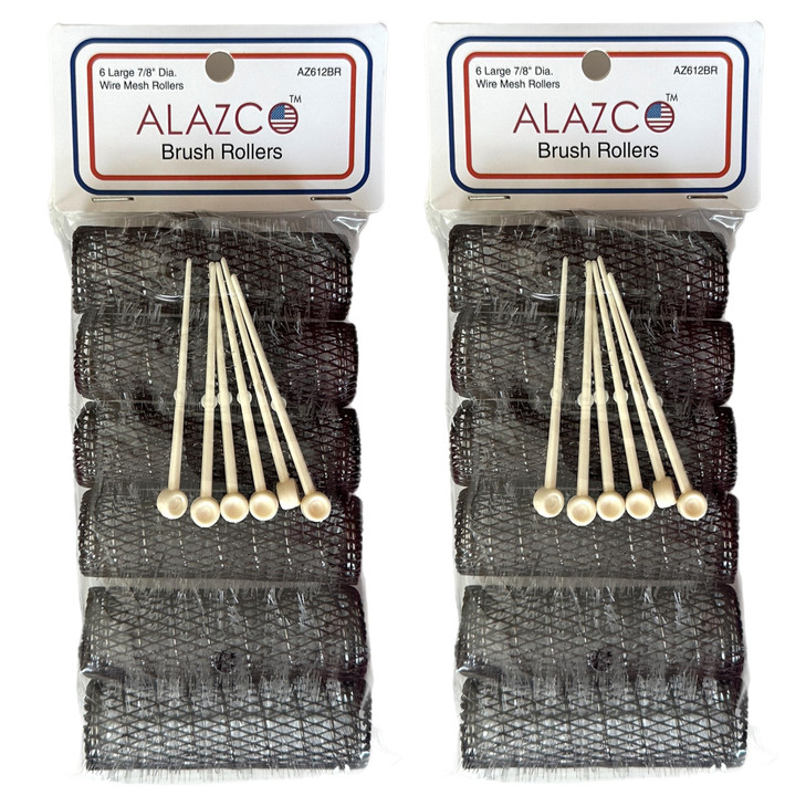 12 pc Vintage Style Hair Rollers BRUSH ROLLERS 12 PINS Mesh Hair Curlers with Bristles 3x 78 12 Large Rollers Pins