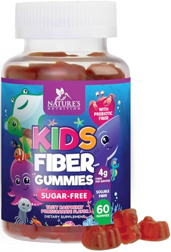 Kids Fiber Gummies 4g  Sugar Free Prebiotic Plant-Based Fiber Supplement - Improved Soluble Formula Gently Supports Digestive Health & Regularity -