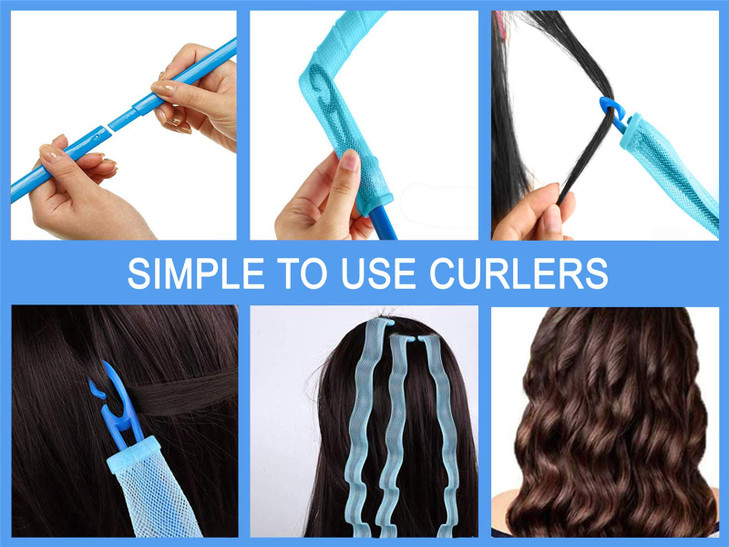 40PCS Hair Curlers Heatless Wave and Spiral Two Styles Formers22inches with 6PCS Styling Hooks Magic Hair Rollers No Hea