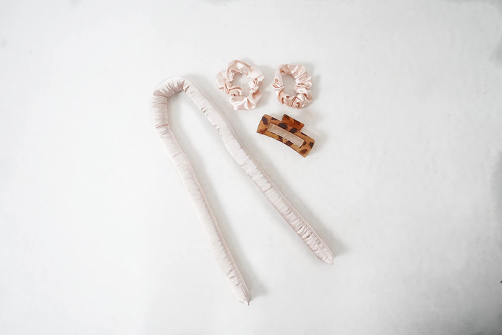 Mazani Paris Heatless Curling Rod Headband No Heat Silk Ribbon Curling Rod with Hair Claw Clip DIY Hair Rollers Styling