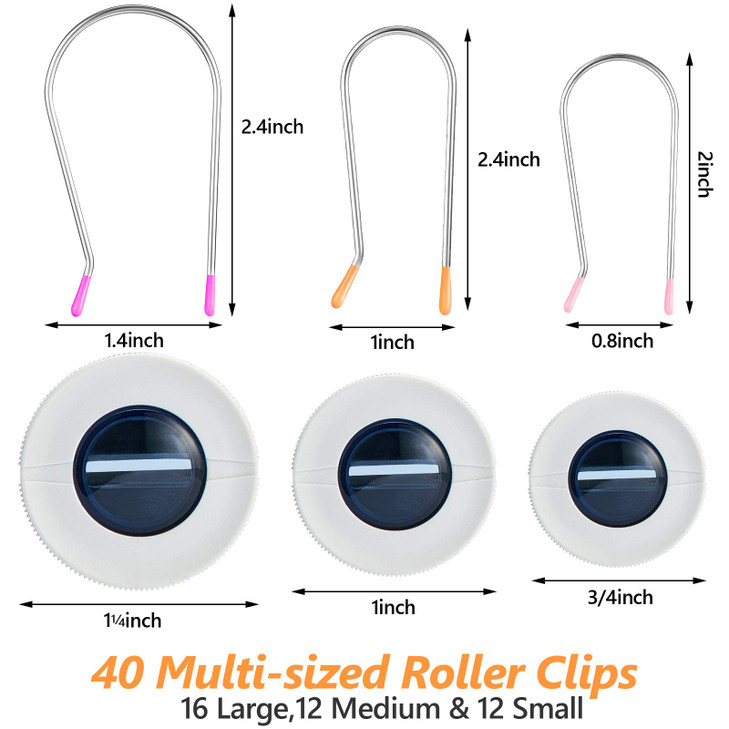 40 Pieces Assorted Hot Roller Clips Large Medium and Small Hot Rollers Fits Most Rollers and Curlers 3 Sizes