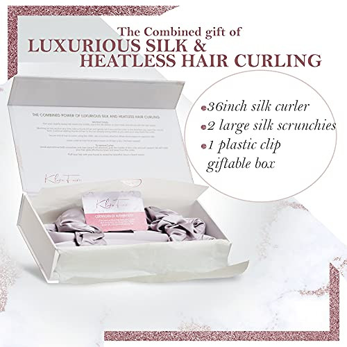 Klara Faire Heatless Hair Curlers 100 Silk Heatless Curling Rod Headband w 2Silk Hair Ties 1Hair Clip Authentic Grade 6A